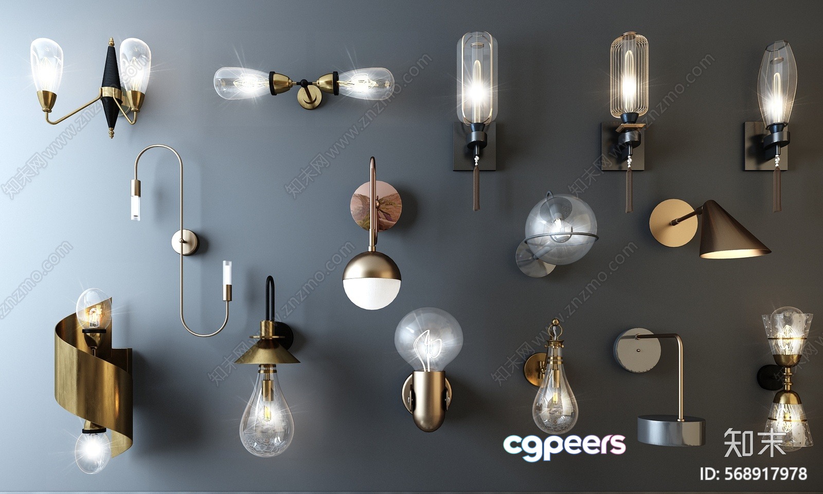 Gold Light Fixtures 3D Model - 14182 - VRAY Render