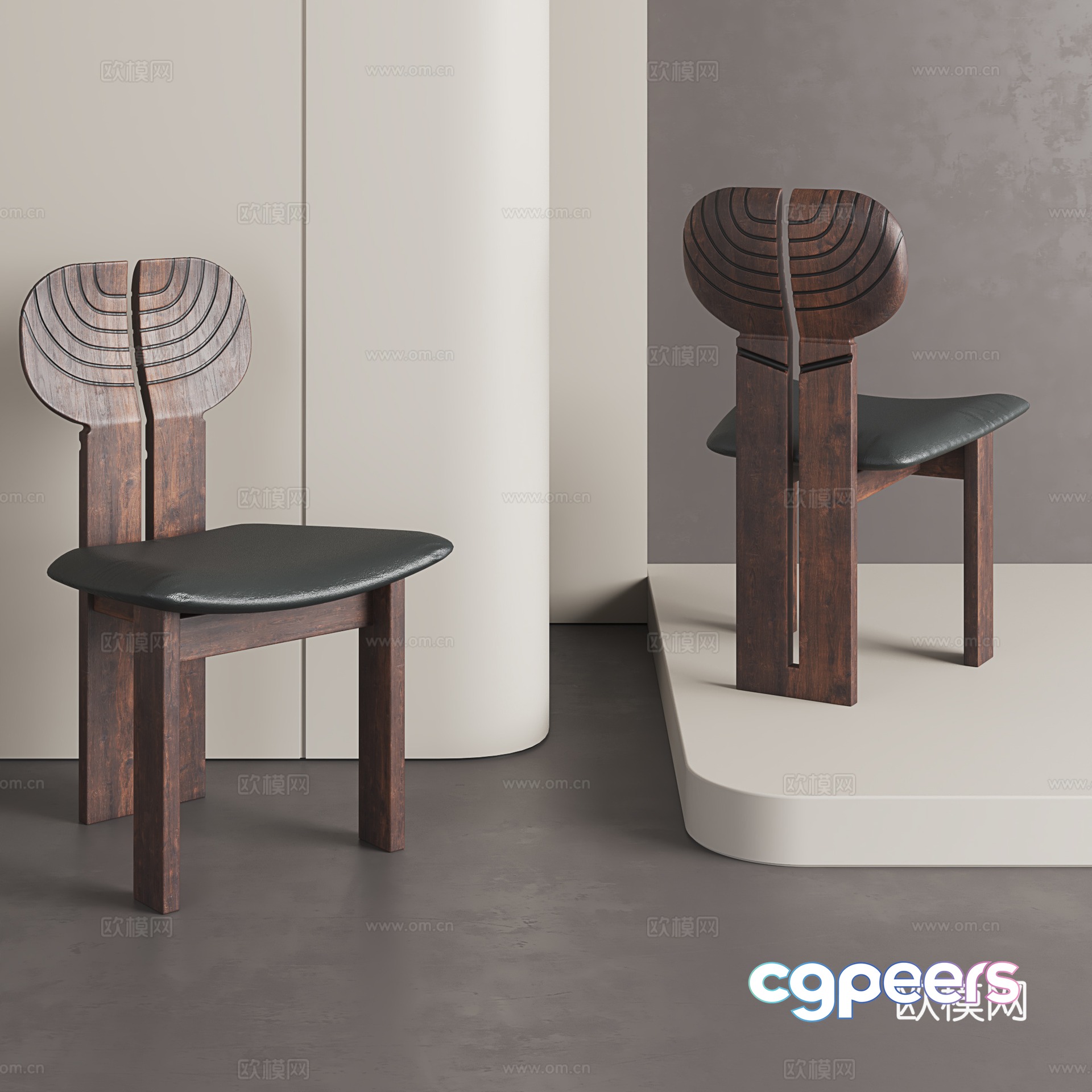 Wooden Chair With A Unique Design 3D Model - 2151 - VRAY Render