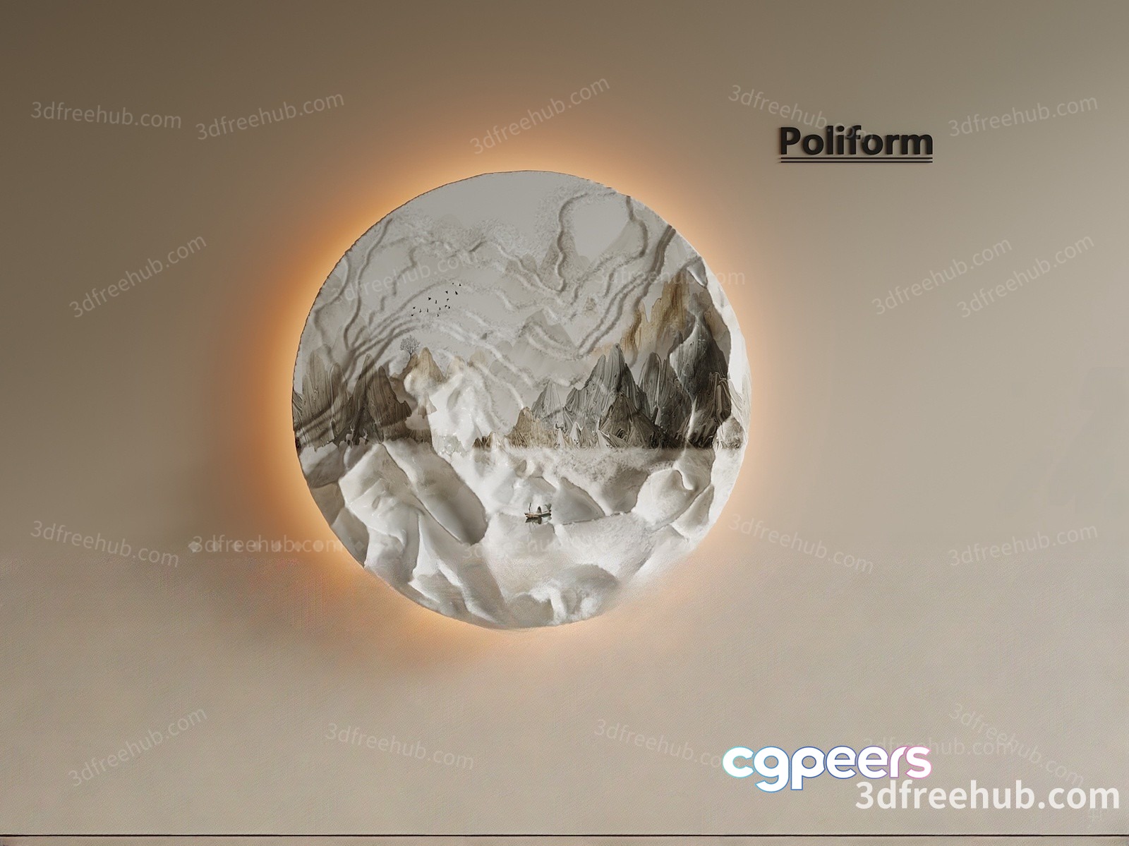 The Single Main Subject Is A Poliform Wall Light 3D Model - 18720 - VRAY Render