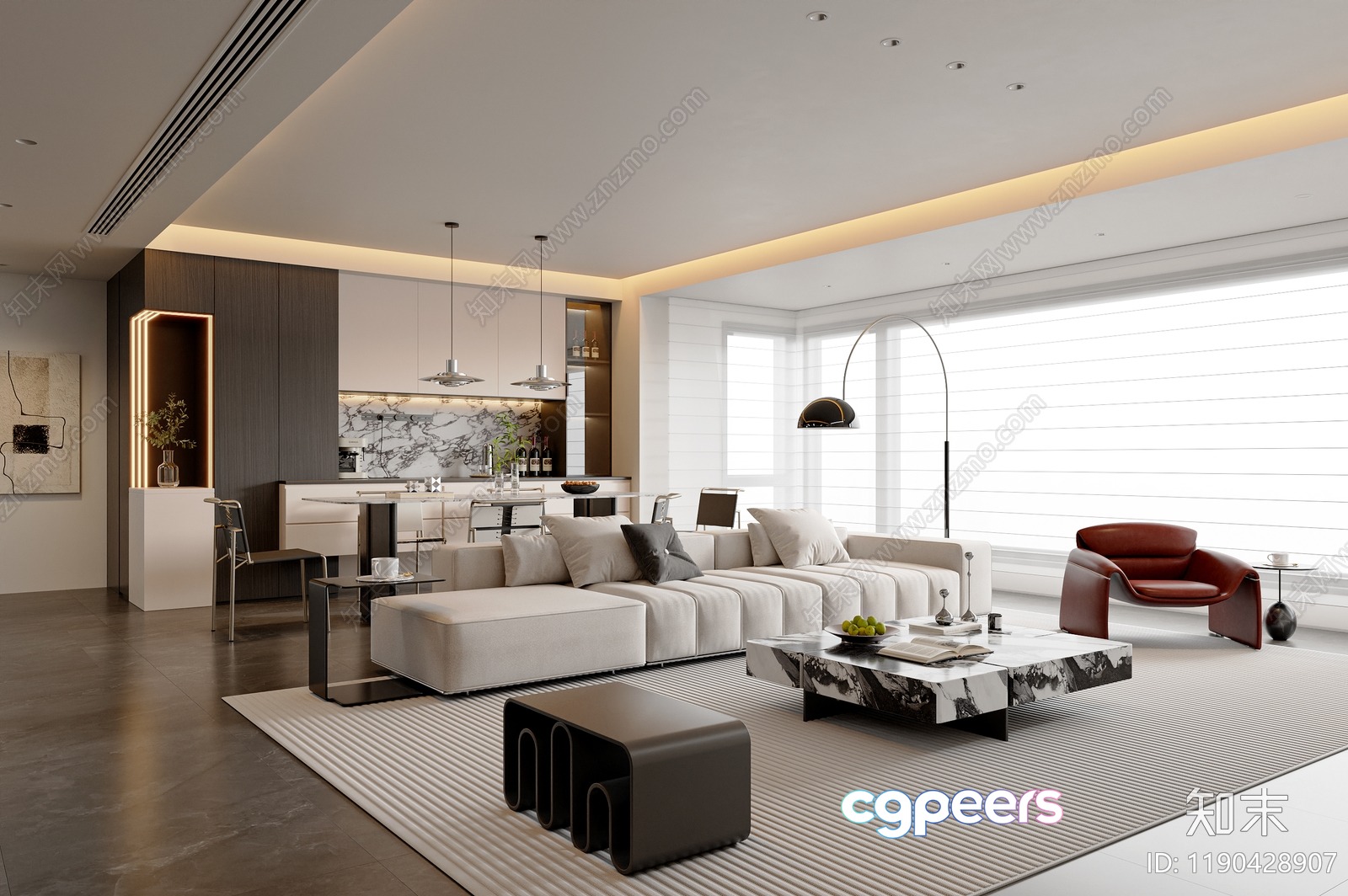 A Modern Living Room 3D Model - 20106 - VRAY Render A Modern Living Room 3D Model - 20106 - VRAY Render