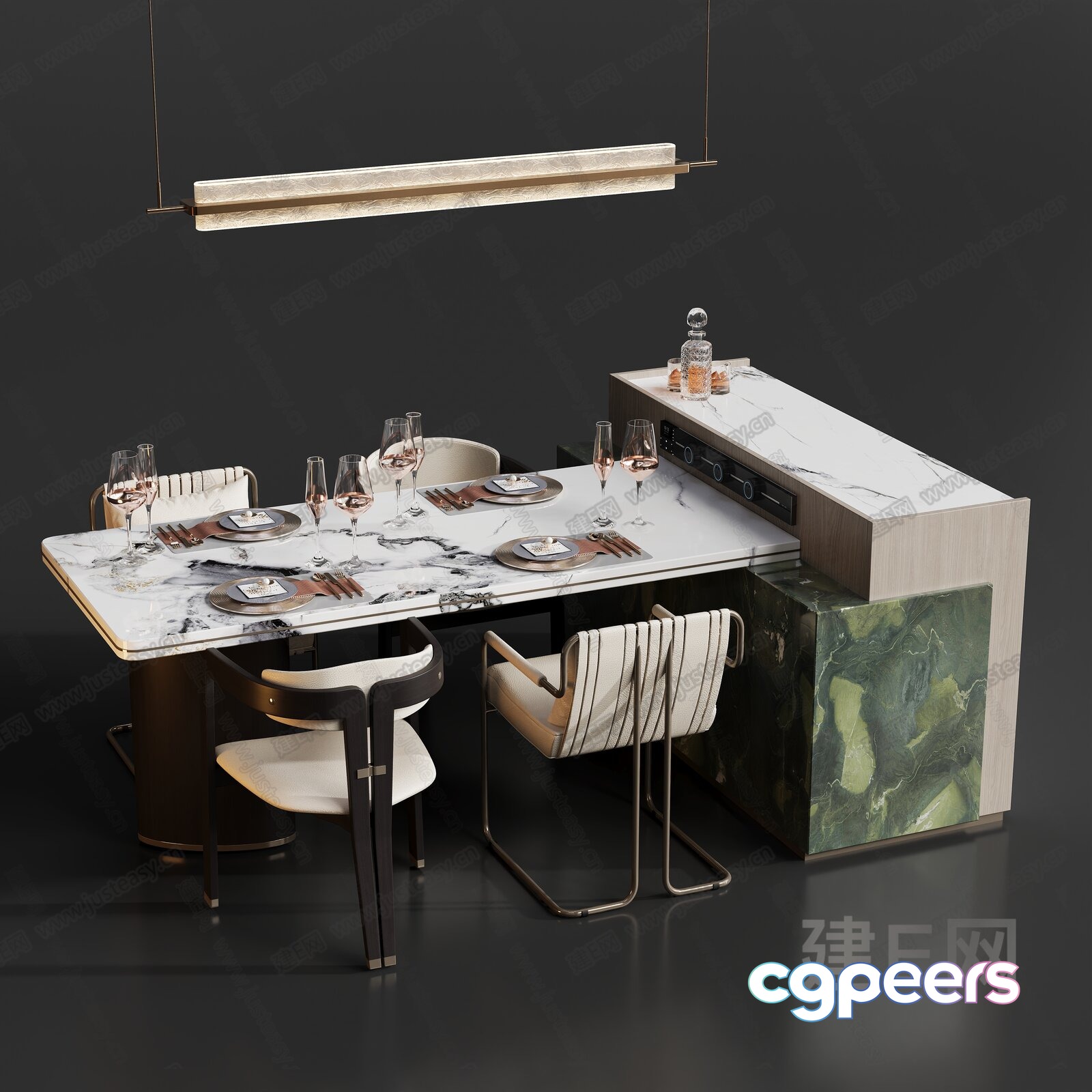 Modern Dining Table 3D Model - 10860 - VRAY Render