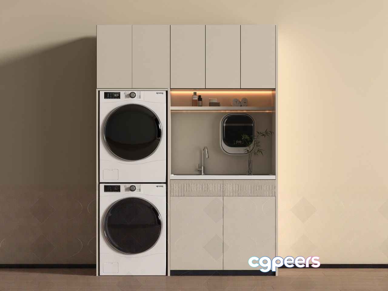 Modern Laundry Room 3D Model - 4107 - VRAY Render Modern Laundry Room 3D Model - 4107 - VRAY Render