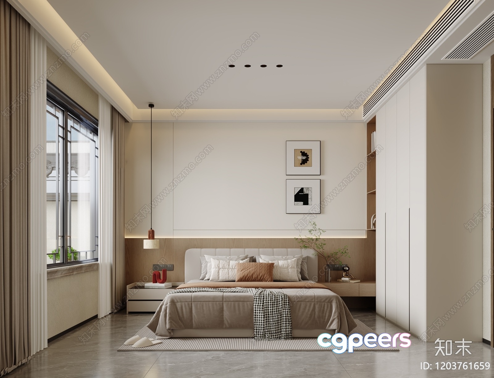 Cozy Modern Bedroom 3D Model - 8733 - CORONA Render