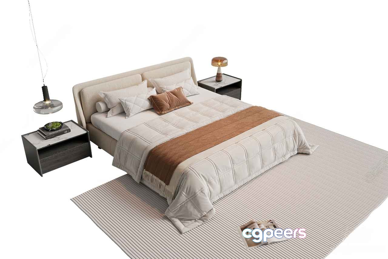 Modern Minimalist Bedroom 3D Model - 4255 - VRAY Render