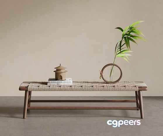 Rustic Wooden Bench 3D Model - 3399 - VRAY Render