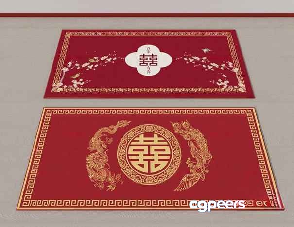 Gold And Red Rugs 3D Model - 3708 - VRAY Render Gold And Red Rugs 3D Model - 3708 - VRAY Render
