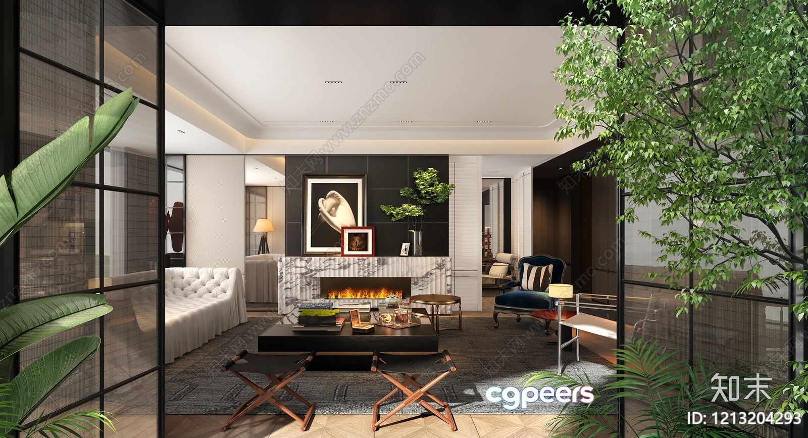 Modern Living Room 3D Model - 5625 - VRAY Render