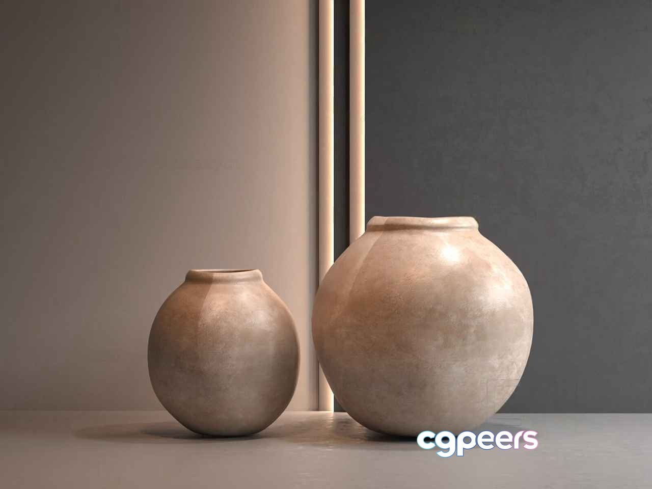 Two Large Vases 3D Model - 13236 - VRAY Render