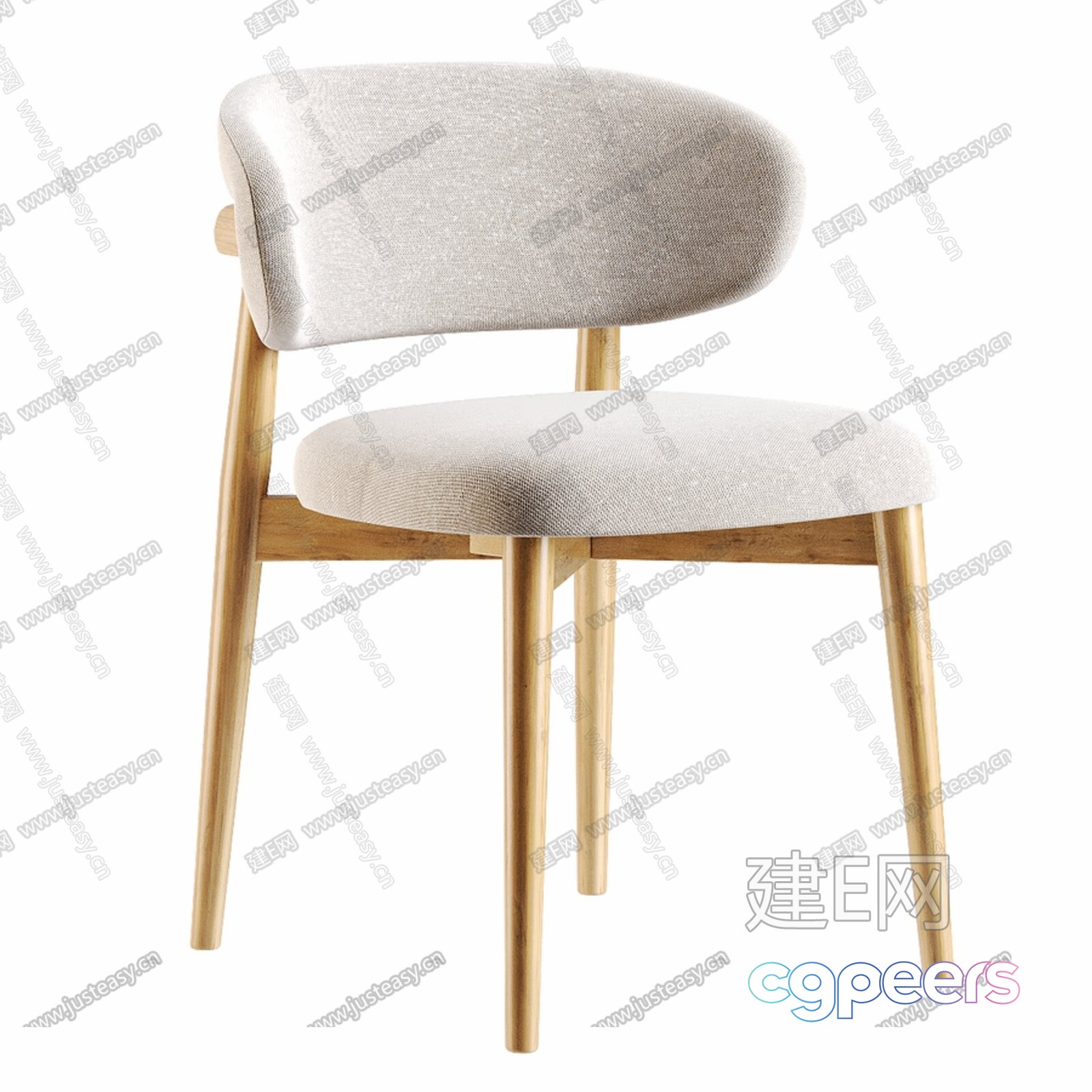 Wooden Chair With White Cushion 3D Model - 2124 - VRAY Render