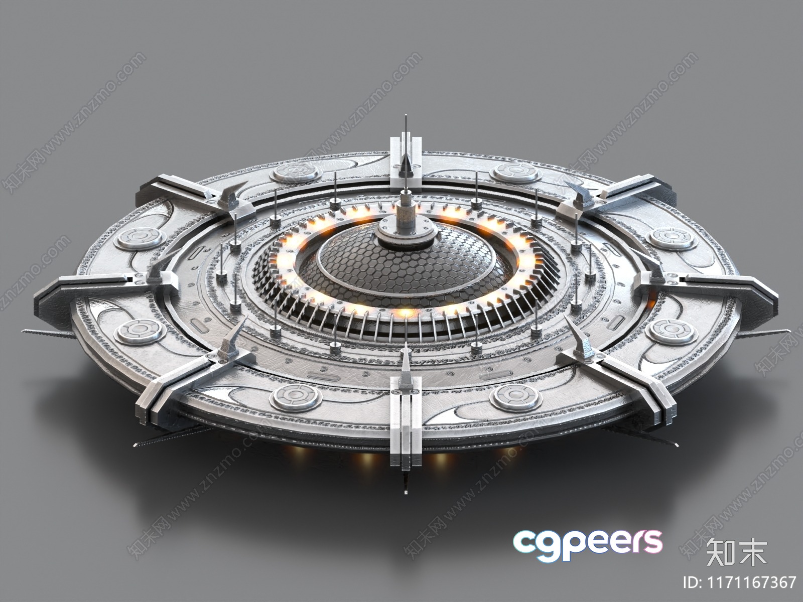 A Futuristic Metal Object 3D Model - 5463 - VRAY Render