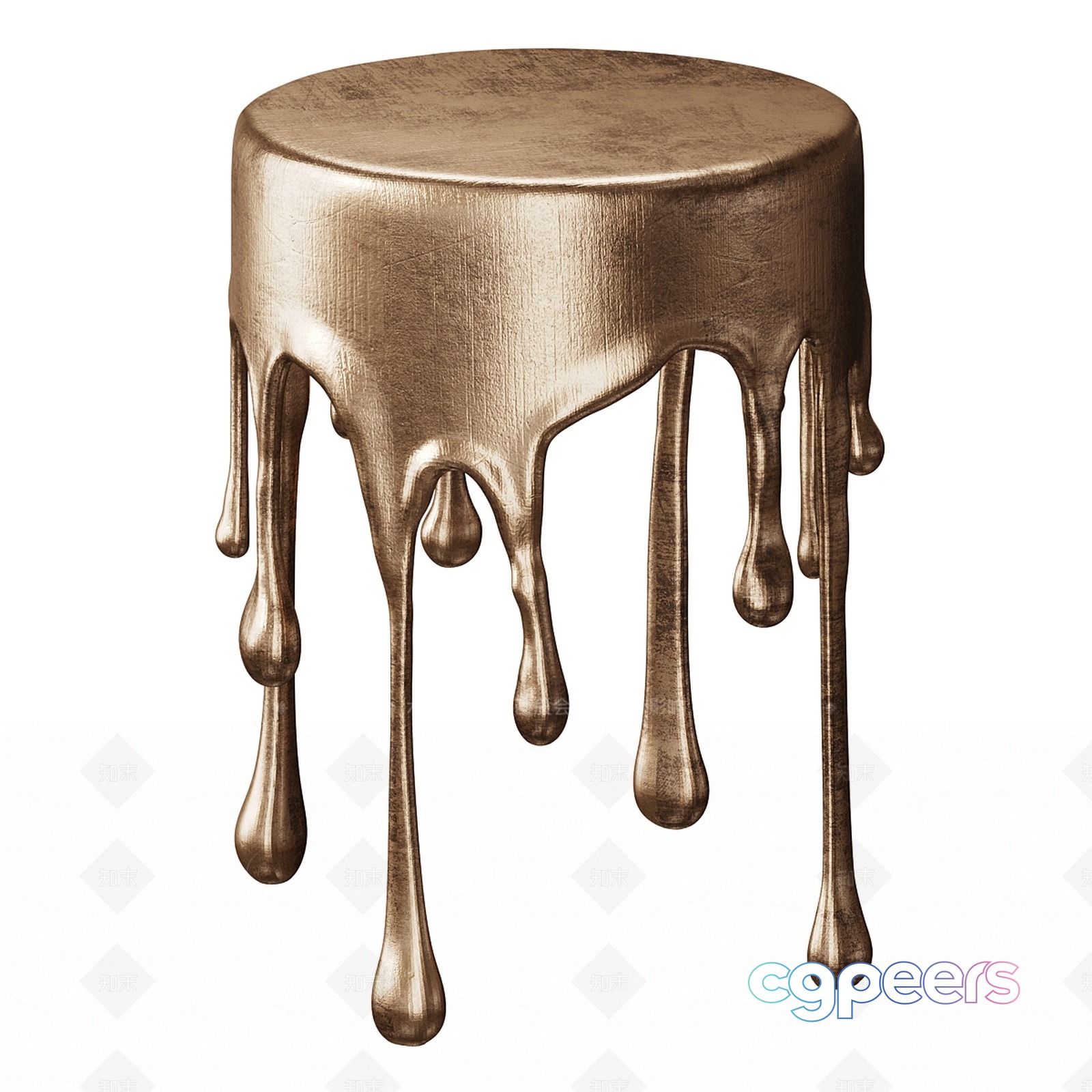 Gold Paint Dripping 3D Model - 1080 - VRAY Render