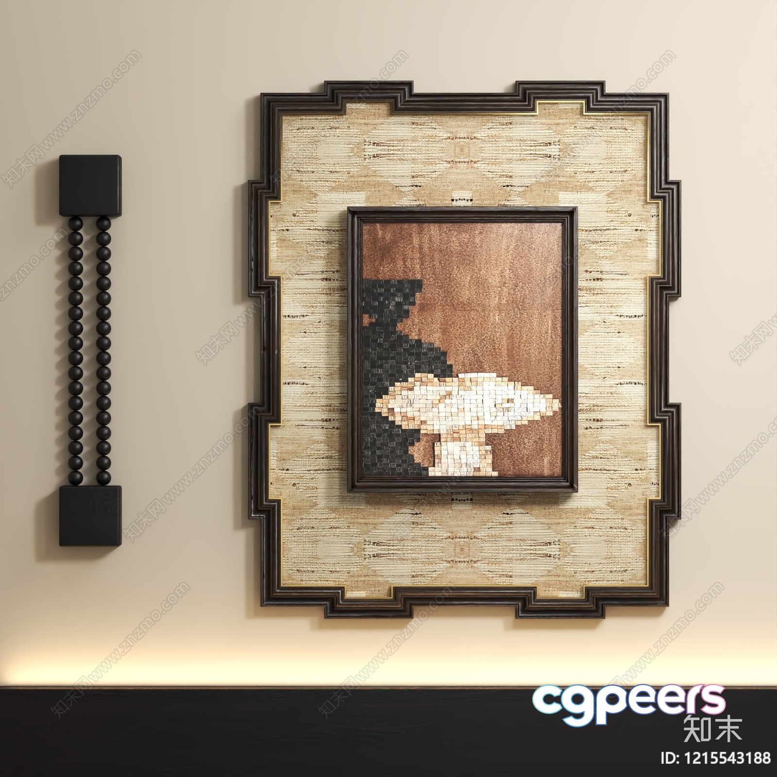 A Framed Picture Of A White Dog On A Wall 3D Model - 23081 - VRAY Render