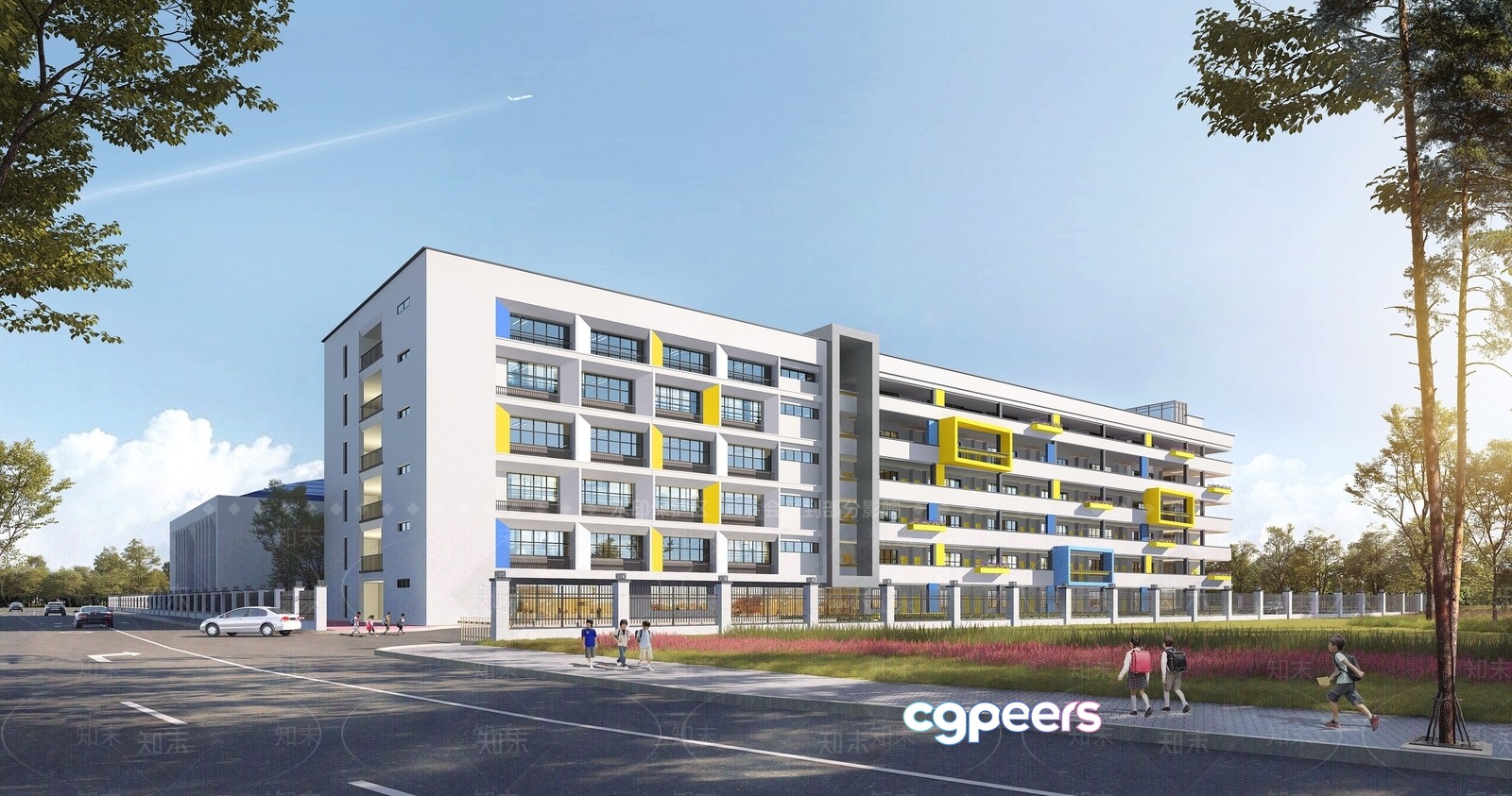 A Large White Building With Yellow Accents 3D Model - 14084 - VRAY Render A Large White Building With Yellow Accents 3D Model - 14084 - VRAY Render
