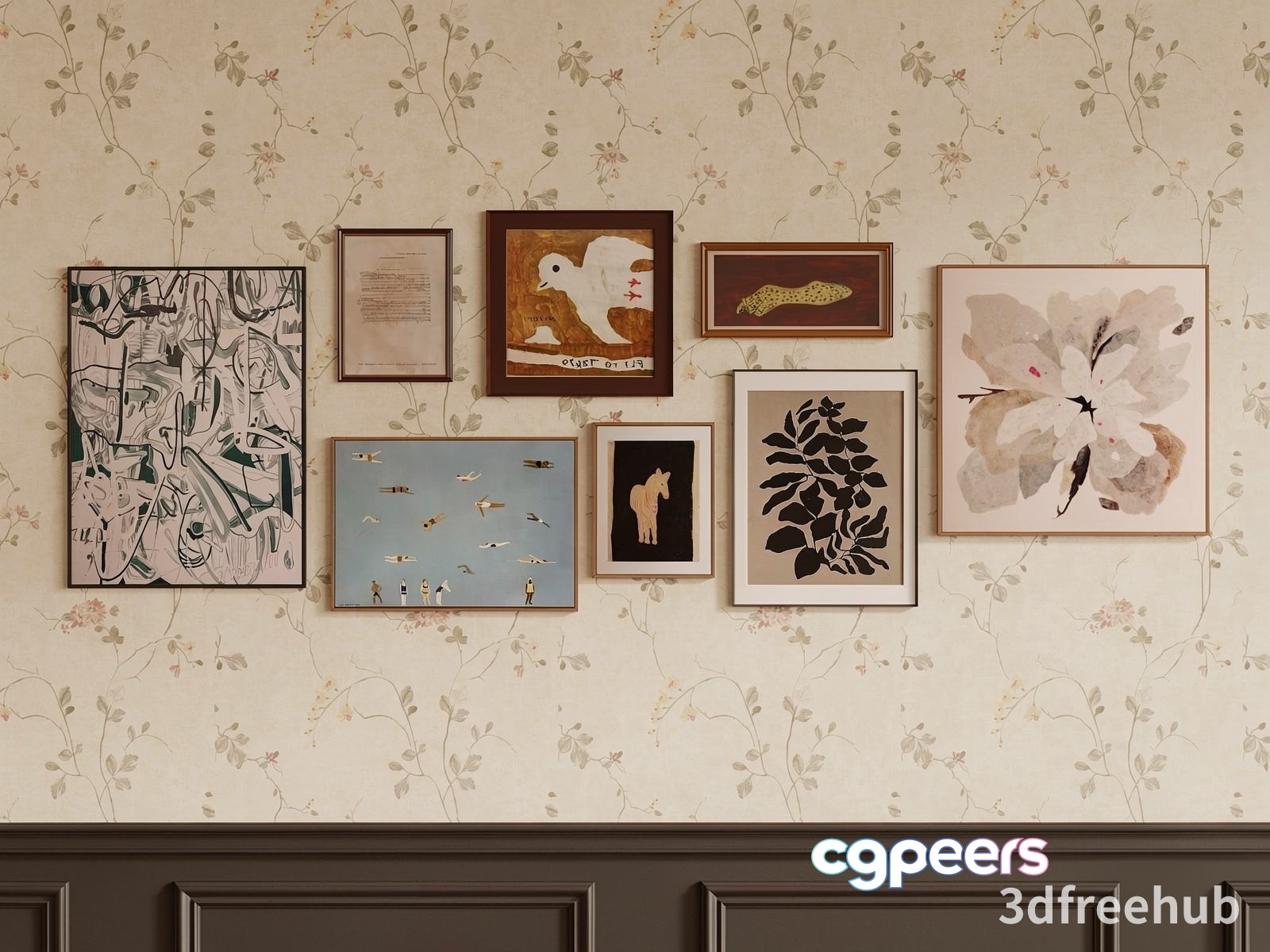 A Collection Of Framed Artwork 3D Model - 21195 - VRAY Render