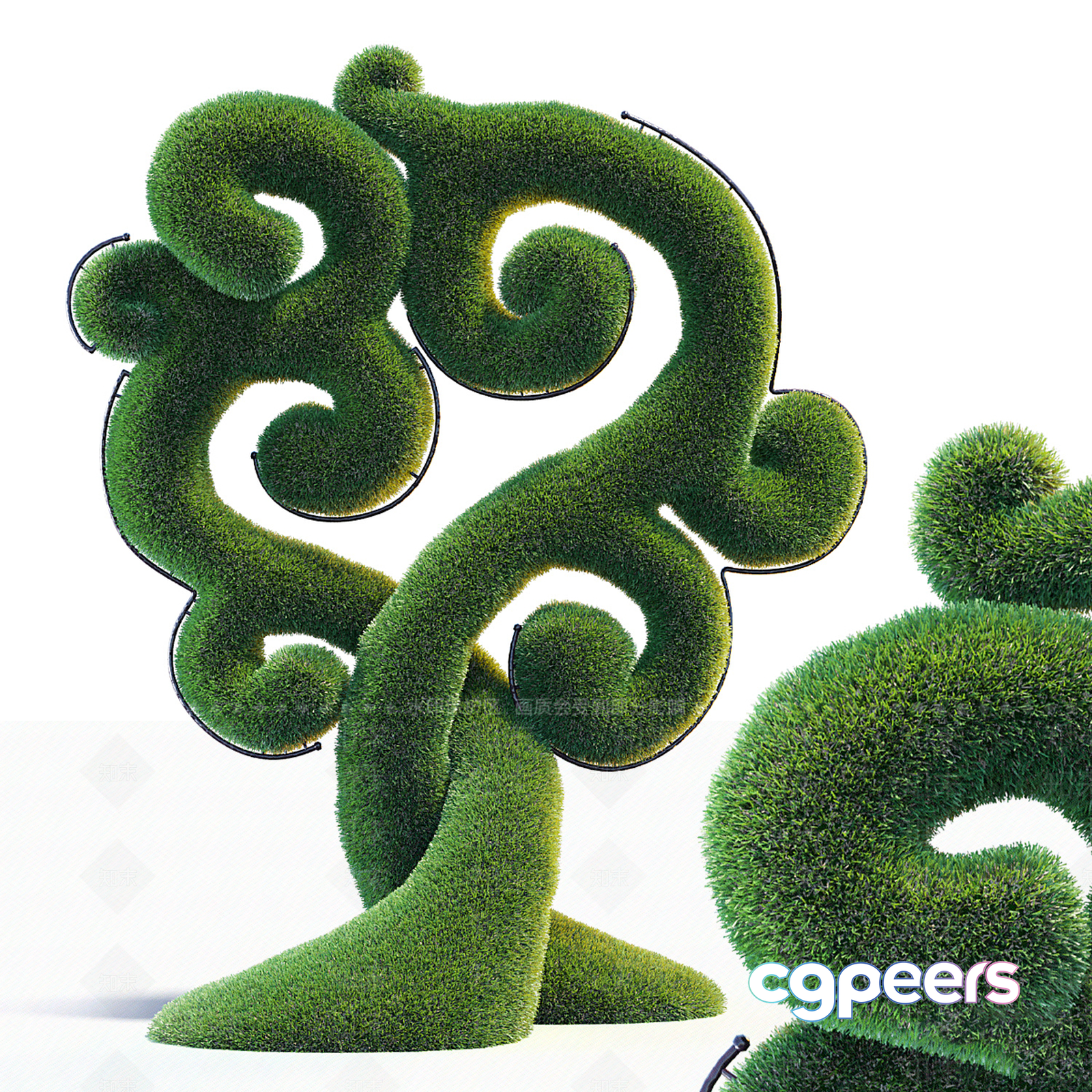 A Green Grassy Sculpture 3D Model - 9070 - VRAY Render A Green Grassy Sculpture 3D Model - 9070 - VRAY Render