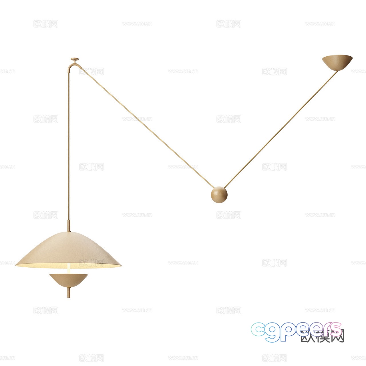Gold Light Fixture 3D Model - 20330 - VRAY Render