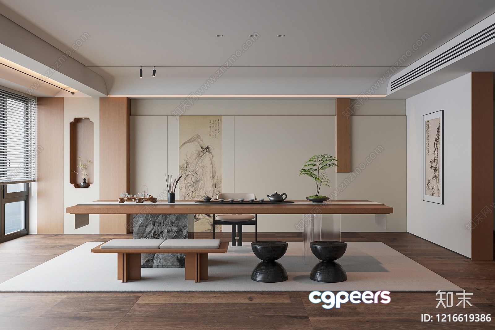 Modern Asian Dining Table 3D Model - 15800 - VRAY Render
