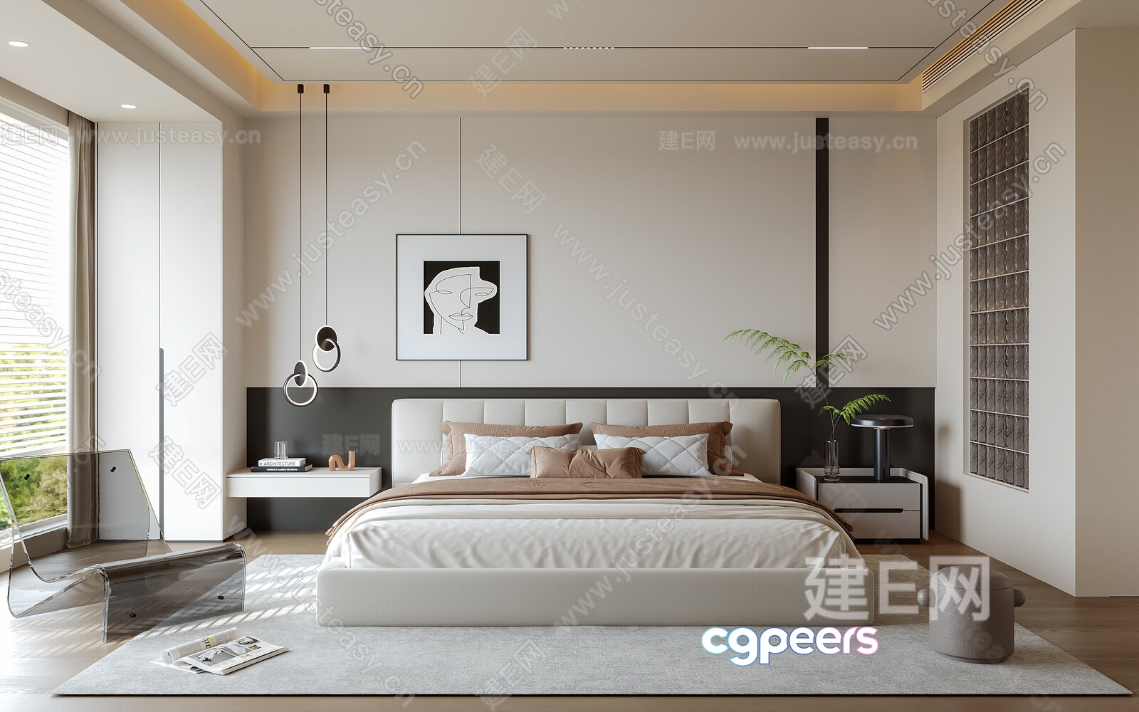 Modern Minimalist Bedroom 3D Model - 11825 - VRAY Render