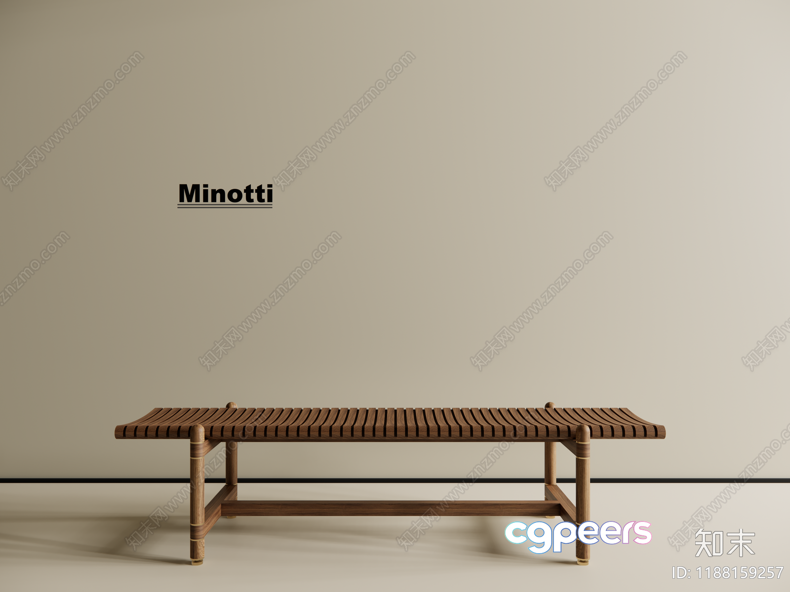 Modern Wooden Bench 3D Model - 5182 - VRAY Render