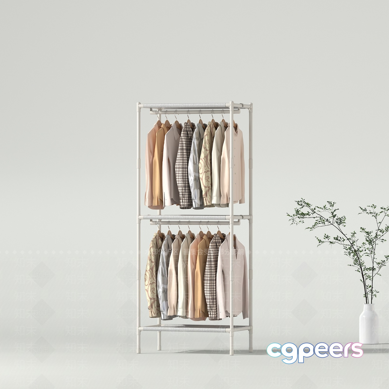 A White Clothing Rack 3D Model - 16042 - VRAY Render