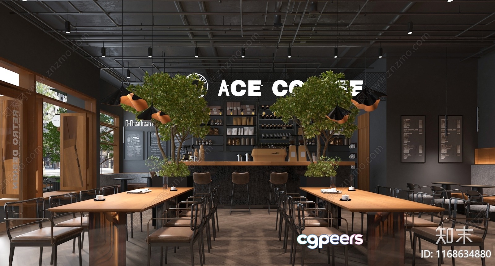 Modern Coffee Shop Interior 3D Model - 2206 - VRAY Render Modern Coffee Shop Interior 3D Model - 2206 - VRAY Render