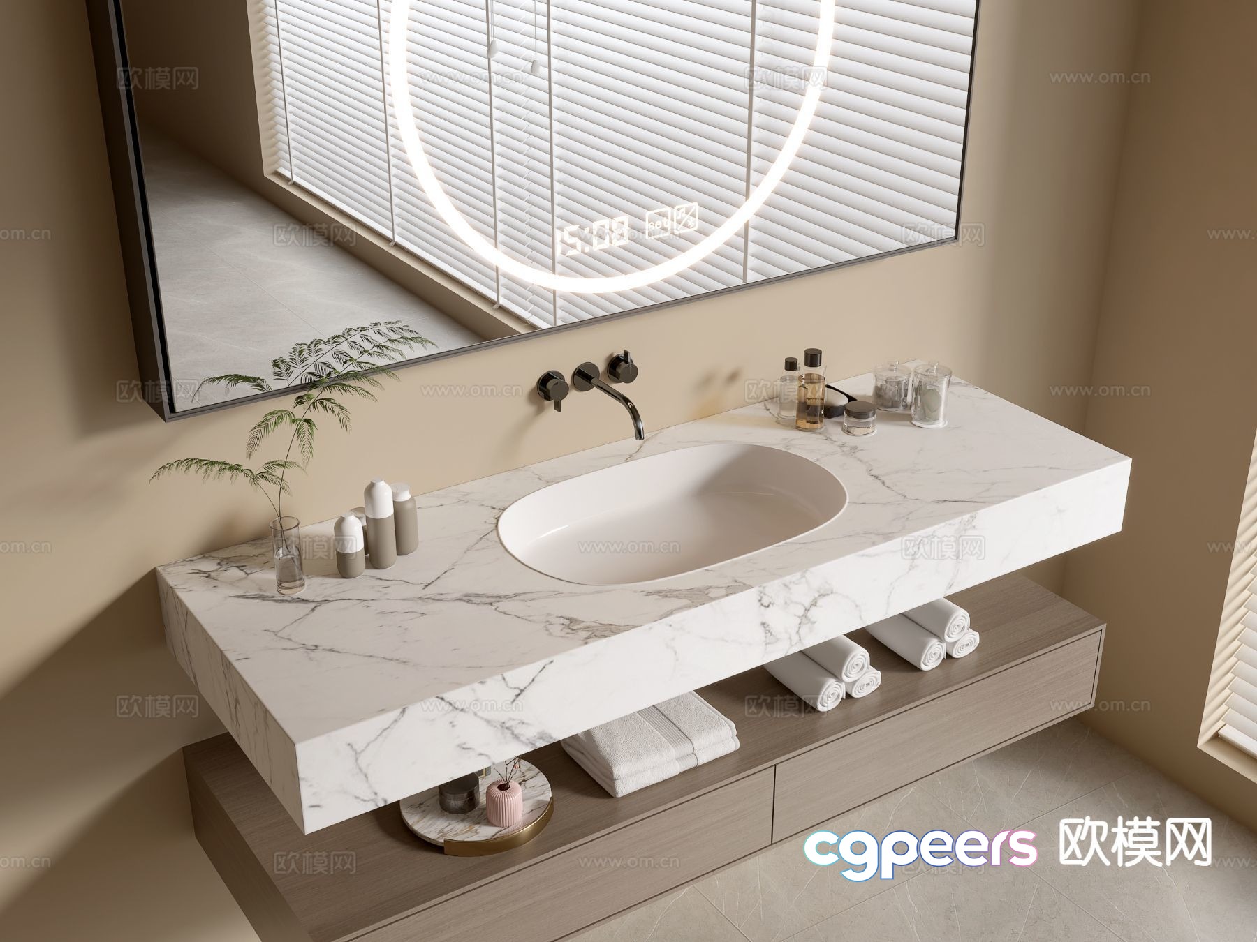 Modern Bathroom Vanity 3D Model - 8083 - VRAY Render