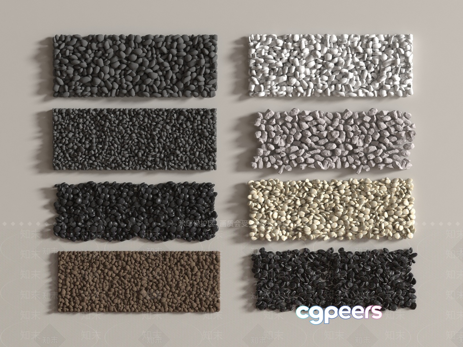 The Main Subject Is A Collection Of Small Smooth Stones 3D Model - 13509 - VRAY Render