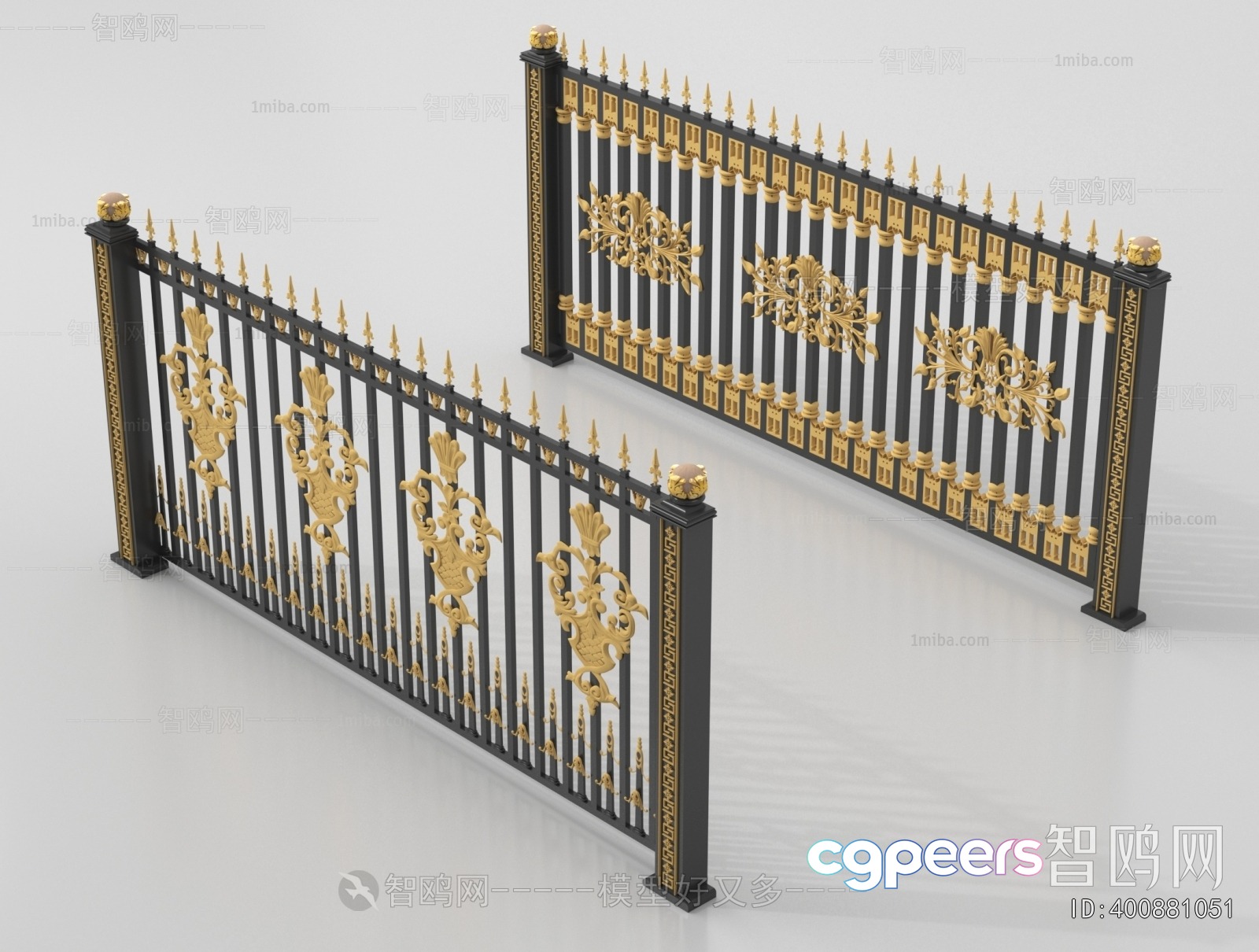 Gold And Black Fence 3D Model - 22225 - VRAY Render