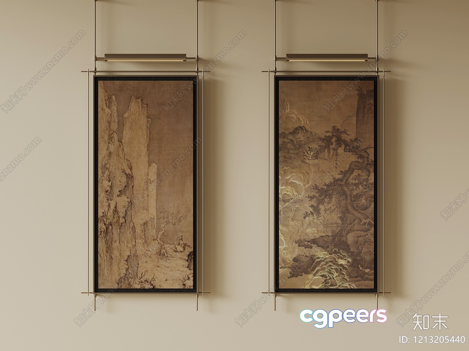 A Pair Of Asian-Style Paintings 3D Model - 5343 - VRAY Render A Pair Of Asian-Style Paintings 3D Model - 5343 - VRAY Render