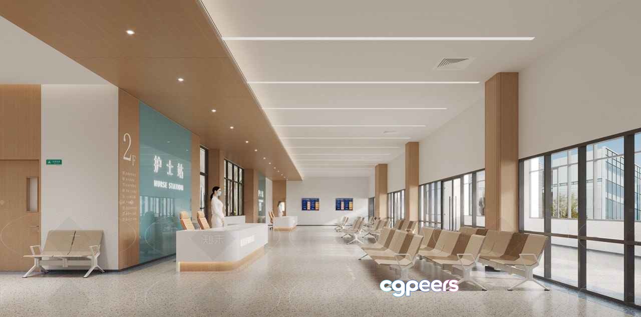 Modern Hospital Waiting Area 3D Model - 16861 - CORONA Render