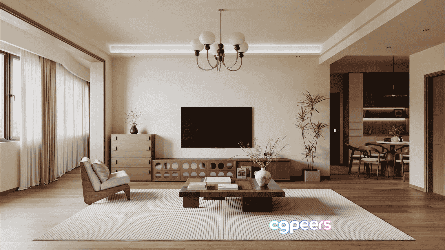 Modern Living Room 3D Model - 10738 - VRAY Render