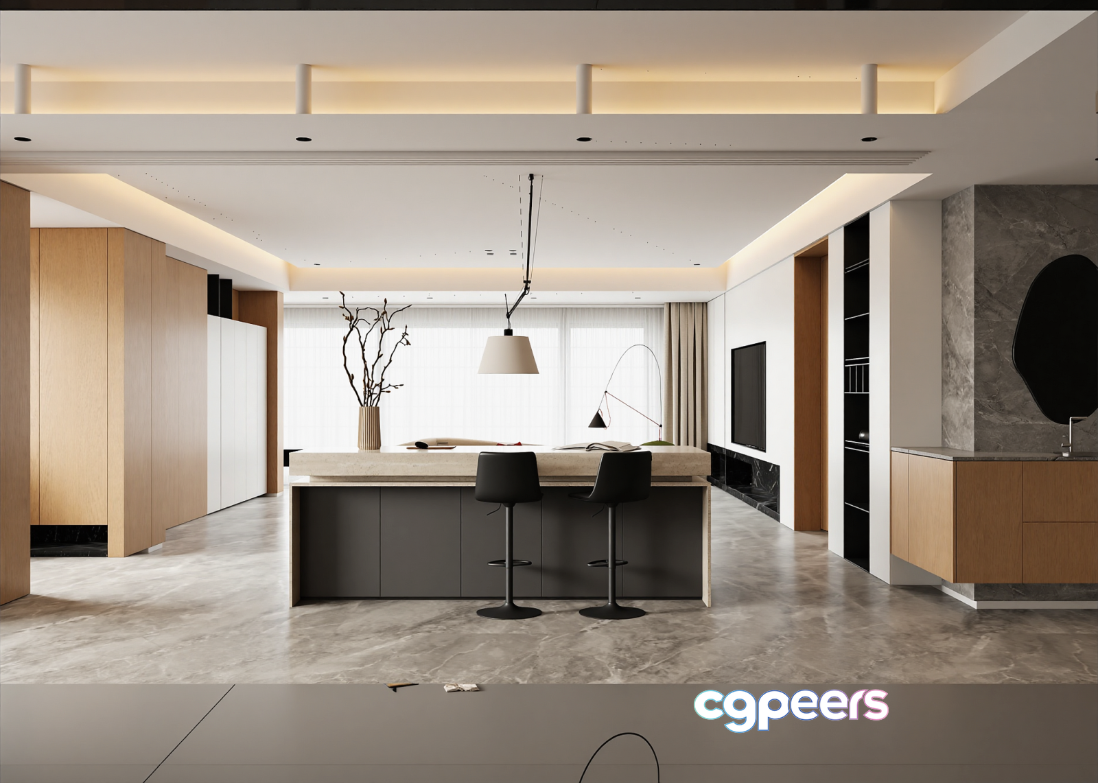 Modern Living Room 3D Model - 13417 - VRAY Render