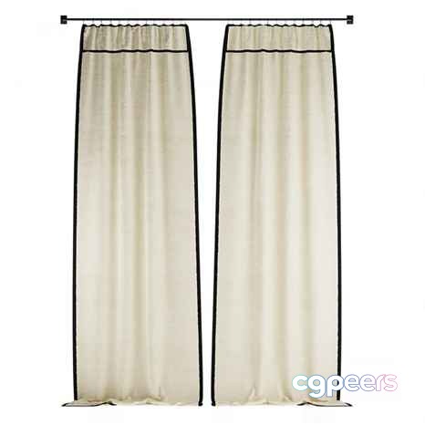 Two Cream-Colored Curtains 3D Model - 4503 - CORONA Render