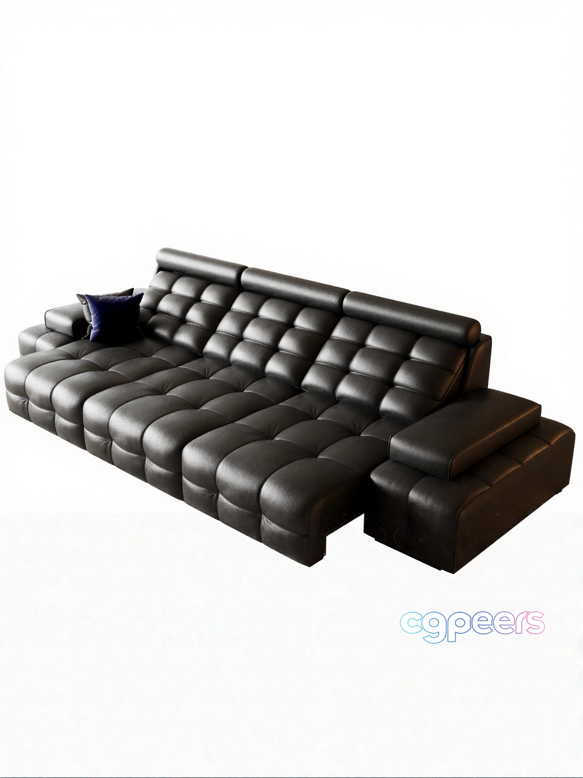 A Black Leather Sofa 3D Model - 3552 - VRAY Render A Black Leather Sofa 3D Model - 3552 - VRAY Render