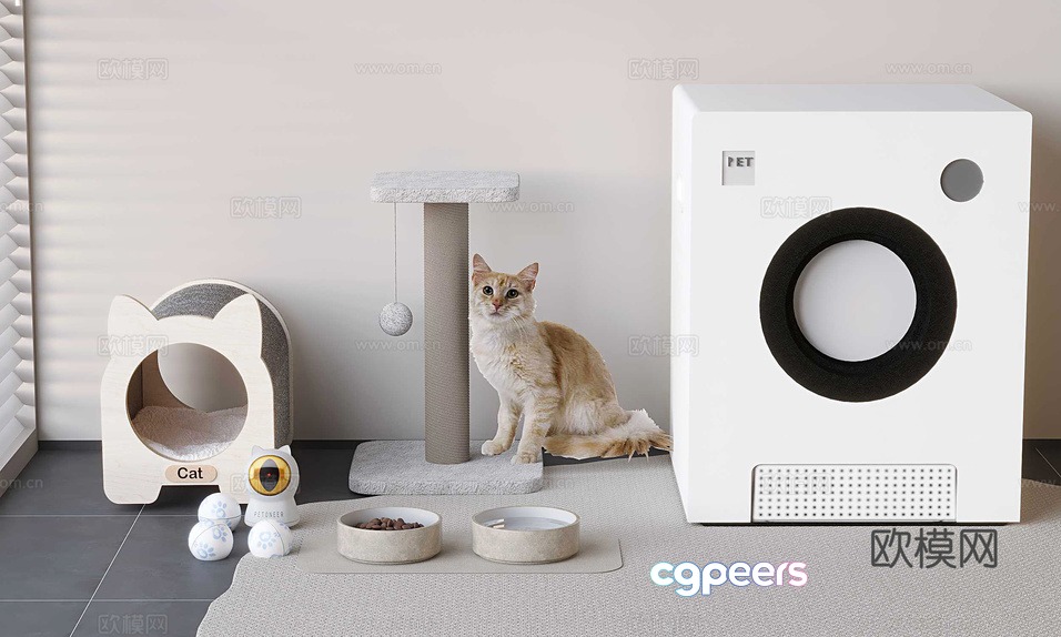 A Modern Cat Toy Setup 3D Model - 15127 - VRAY Render