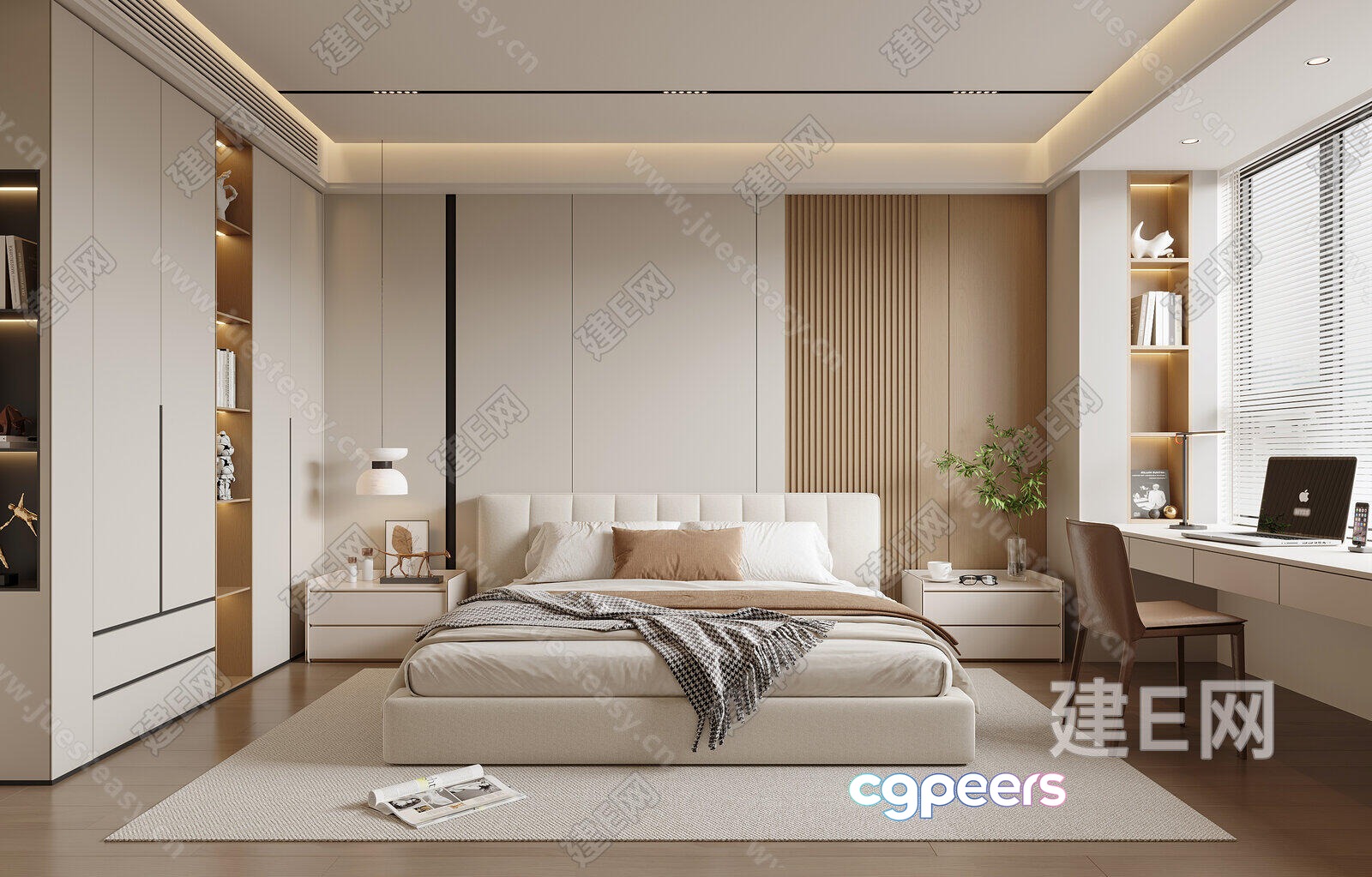 Modern Minimalist Bedroom 3D Model - 16021 - VRAY Render