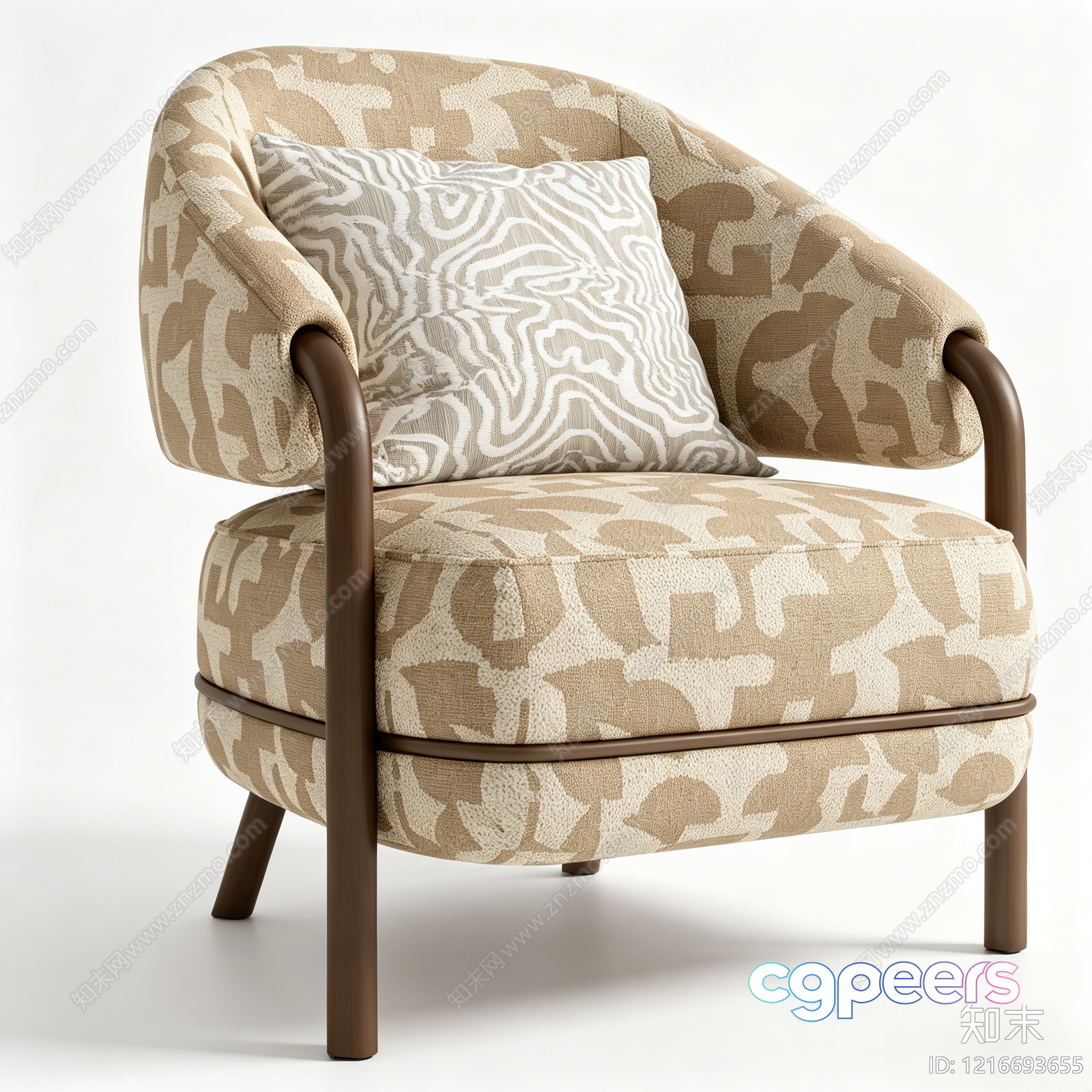 Brown And White Chair 3D Model - 18188 - VRAY Render