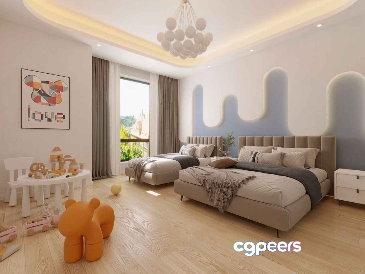 Modern Kids Bedroom 3D Model - 5491 - VRAY Render
