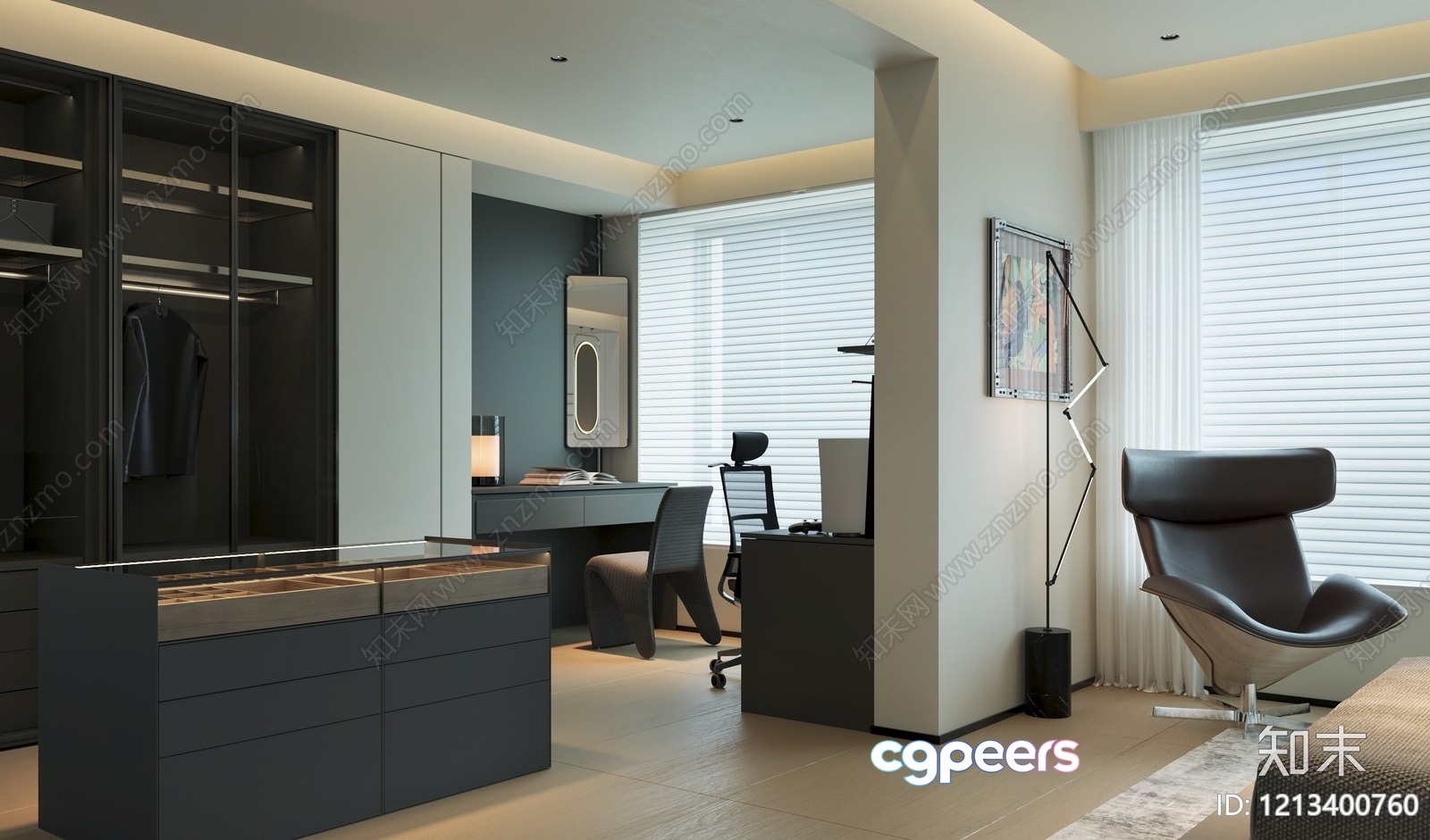 Modern Home Office 3D Model - 5627 - VRAY Render