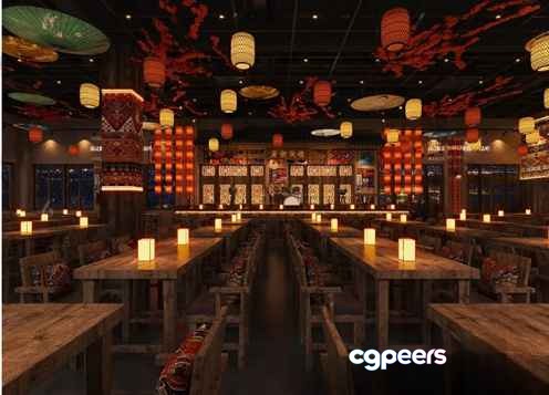 Long Wooden Tables 3D Model - 9134 - VRAY Render Long Wooden Tables 3D Model - 9134 - VRAY Render