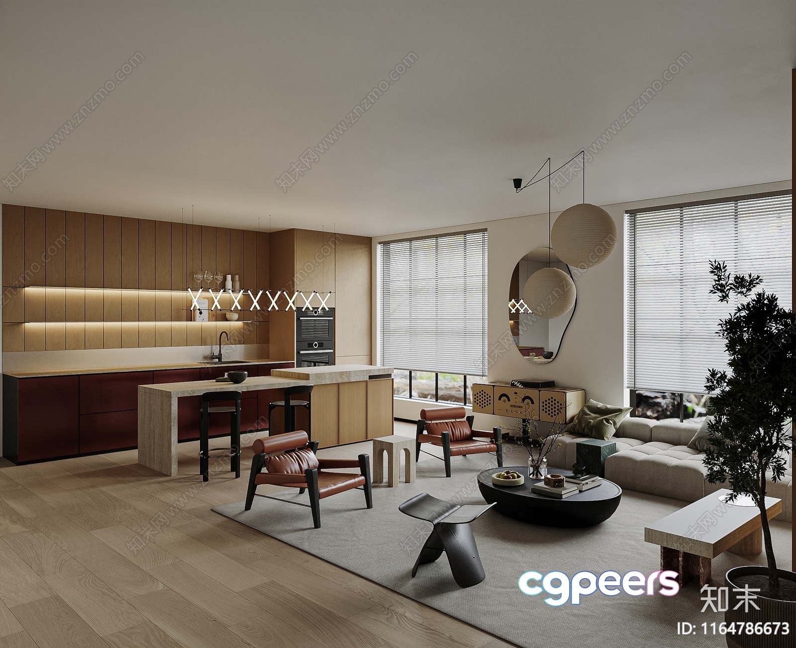 Modern Living Room 3D Model - 17411 - VRAY Render