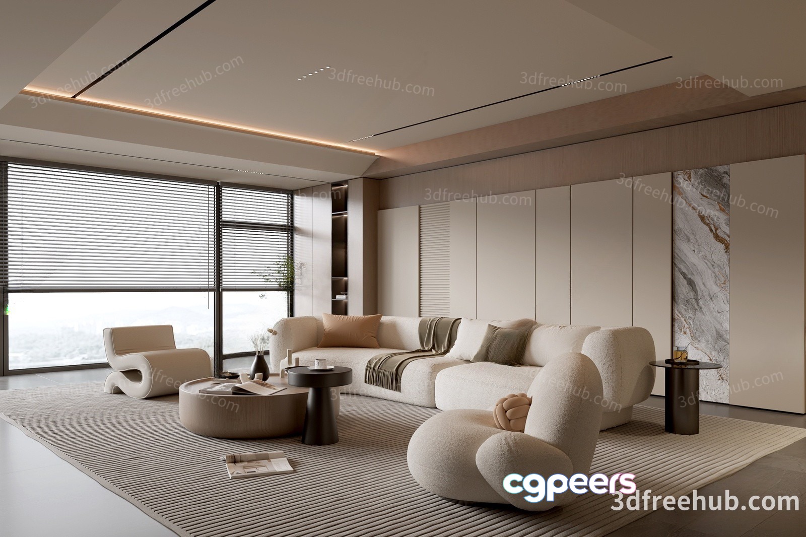 Modern Living Room 3D Model - 4623 - VRAY Render