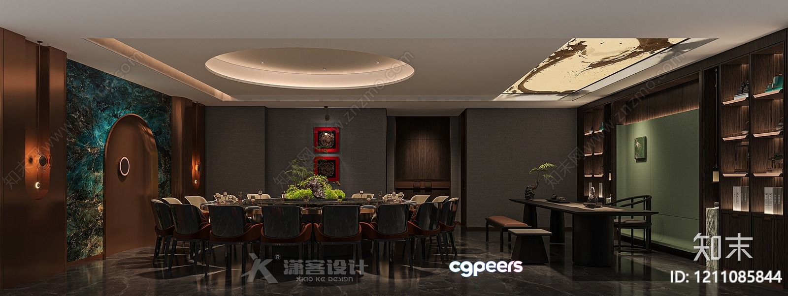 A Luxurious Dining Room With A Large Table And Chairs 3D Model - 3277 - VRAY Render A Luxurious Dining Room With A Large Table And Chairs 3D Model - 3277 - VRAY Render