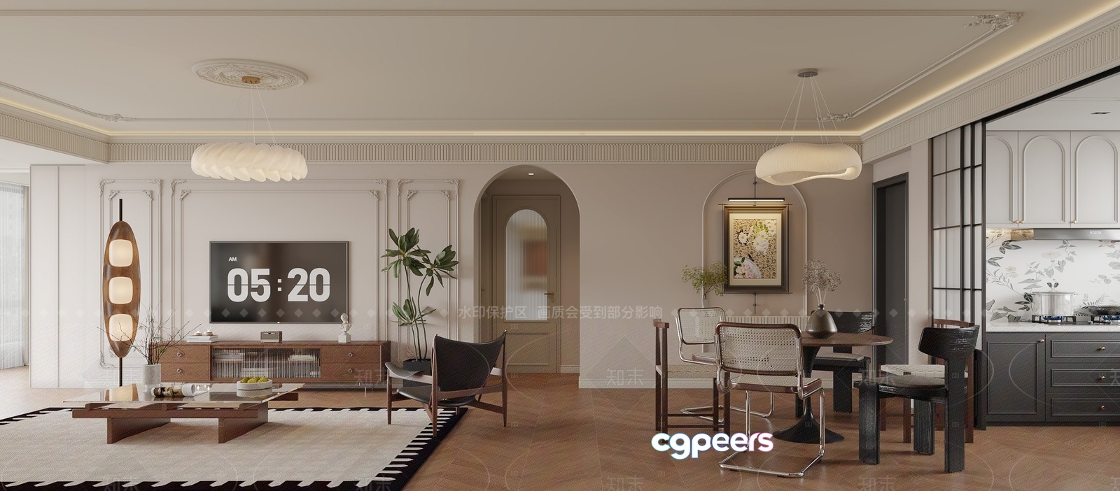 Modern Living Room 3D Model - 21326 - CORONA Render