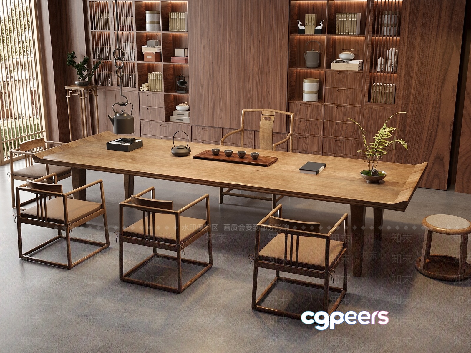 Wooden Table And Chairs 3D Model - 19570 - VRAY Render