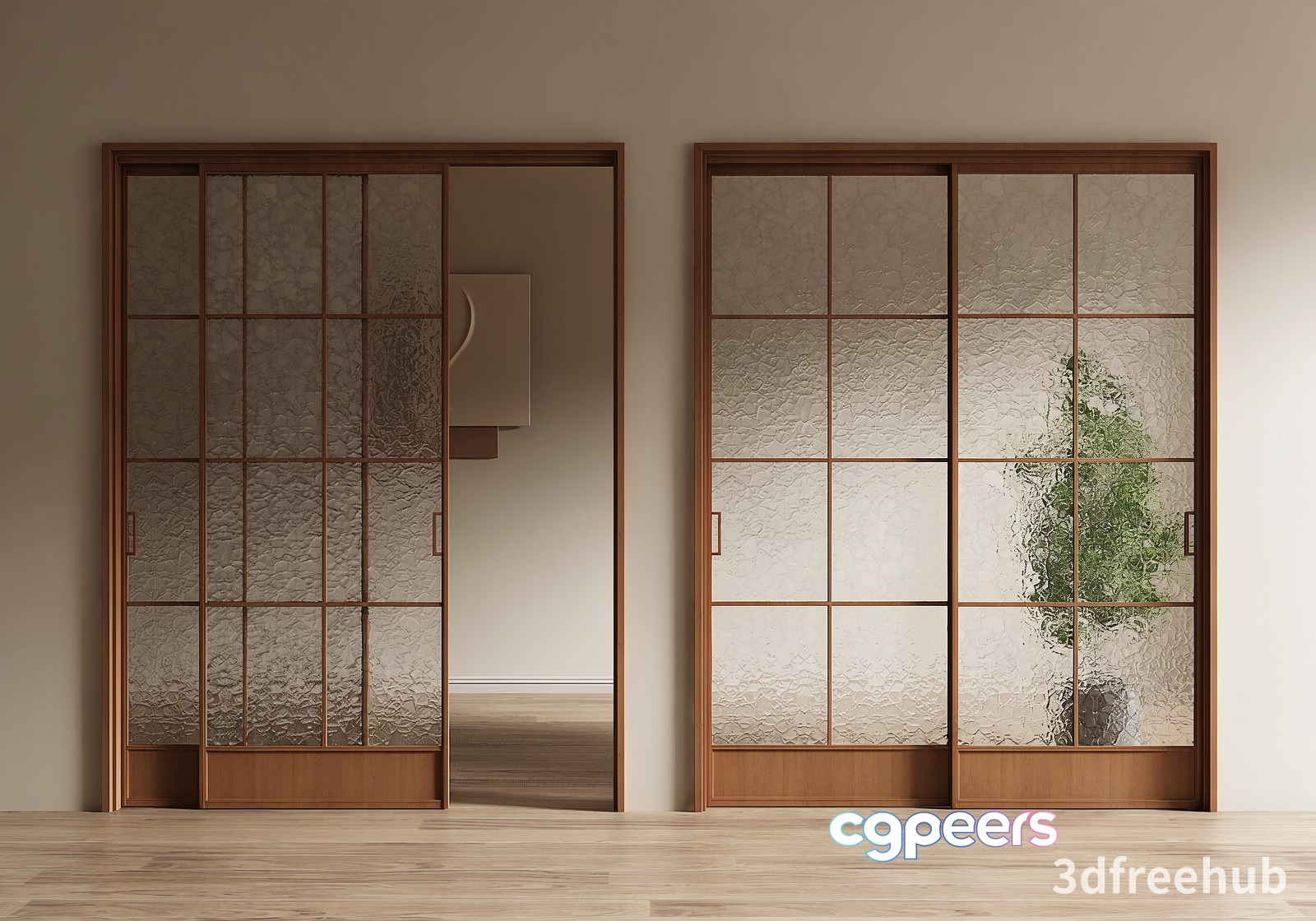 Wooden Sliding Doors 3D Model - 19374 - VRAY Render Wooden Sliding Doors 3D Model - 19374 - VRAY Render