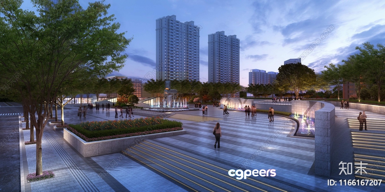 Cityscape With Tall Buildings 3D Model - 6343 - VRAY Render