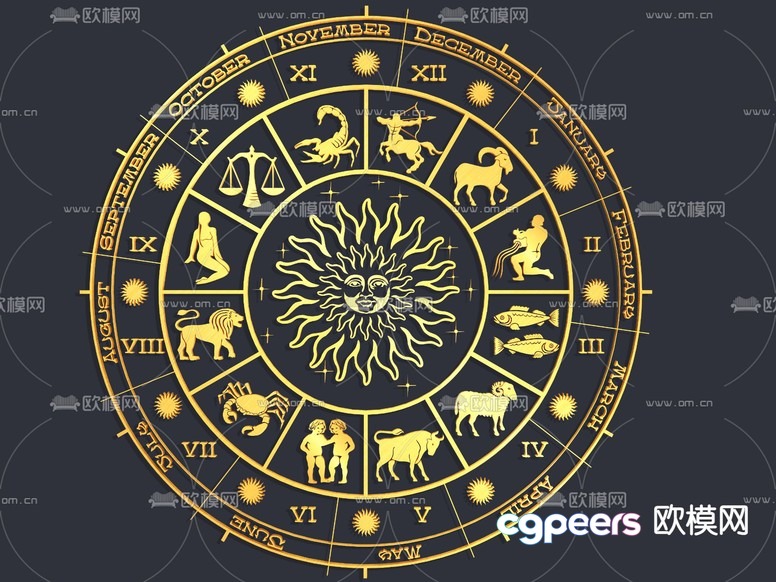 The Main Subject Is A Zodiac Wheel 3D Model - 5691 - VRAY Render The Main Subject Is A Zodiac Wheel 3D Model - 5691 - VRAY Render