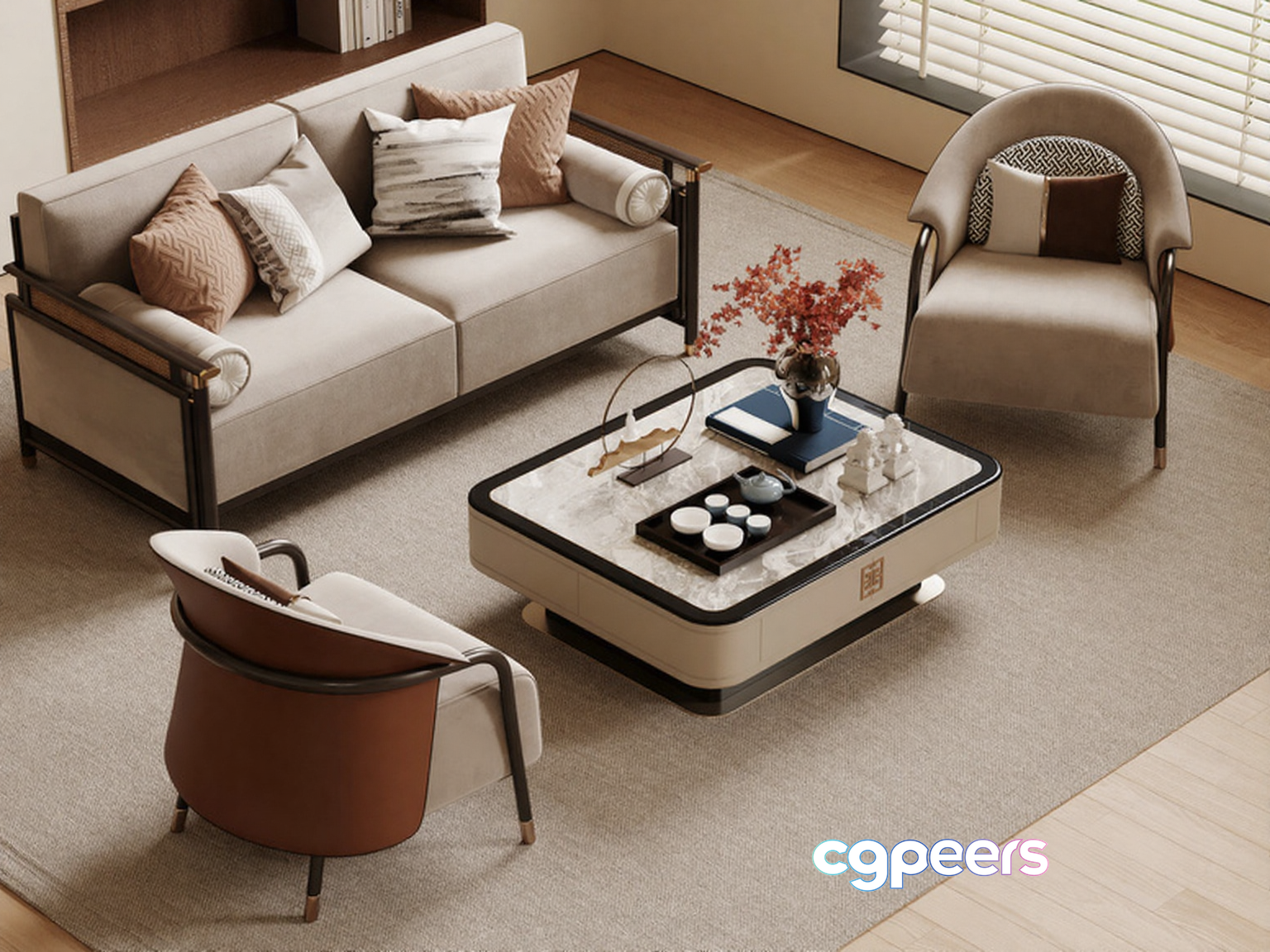 Modern Living Room 3D Model - 3128 - VRAY Render Modern Living Room 3D Model - 3128 - VRAY Render
