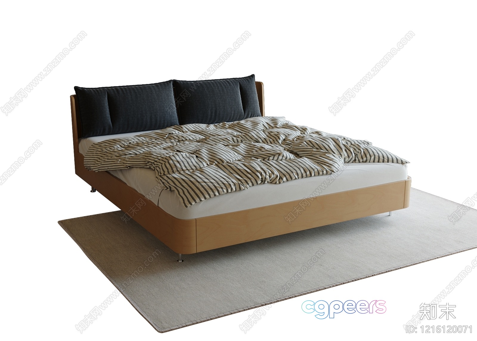 Cozy Modern Bed 3D Model - 11620 - VRAY Render